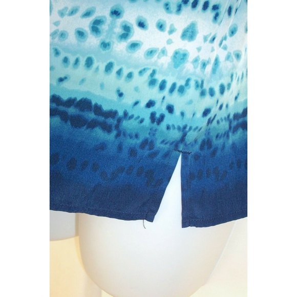 Chico's Tank Top sz 2 M Silky Blue Tie Dye Ombre Stripe - Picture 4 of 6